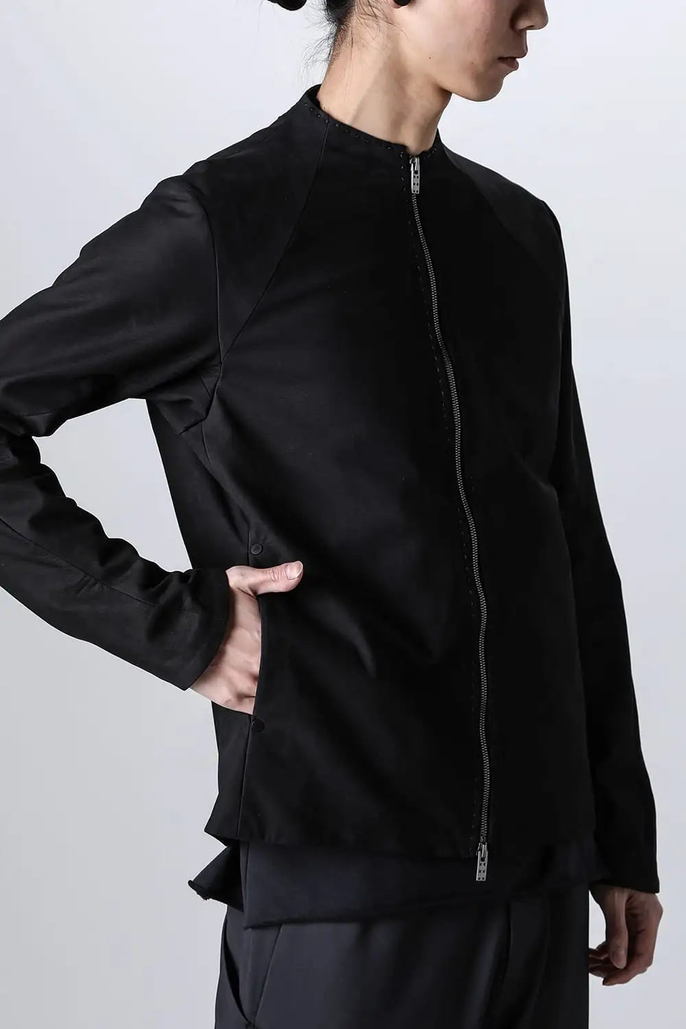 Jacket soft nubuck cow leather Black