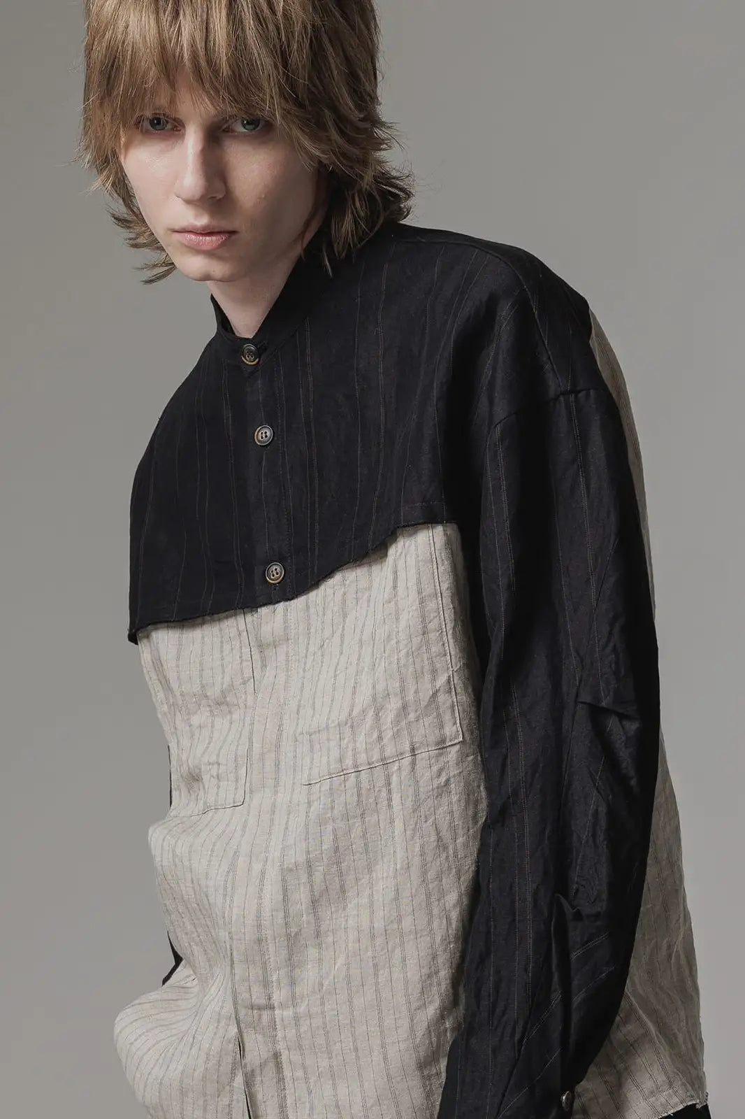 Shirt cotton / linen stripe