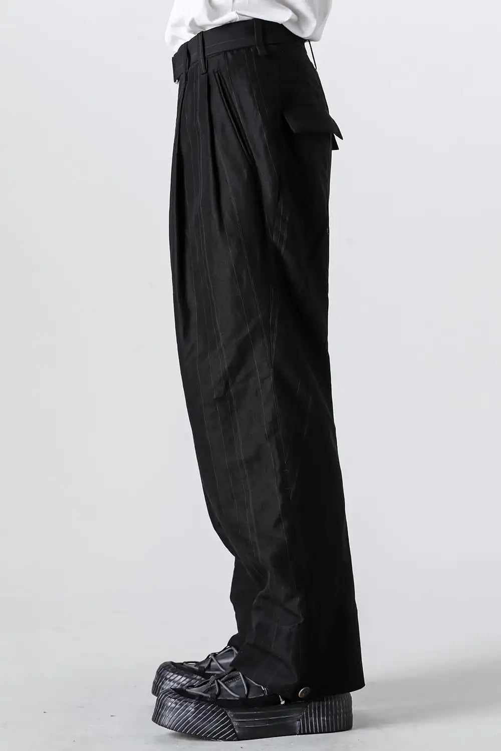 Cuffs baggy pant cotton / linen stripe