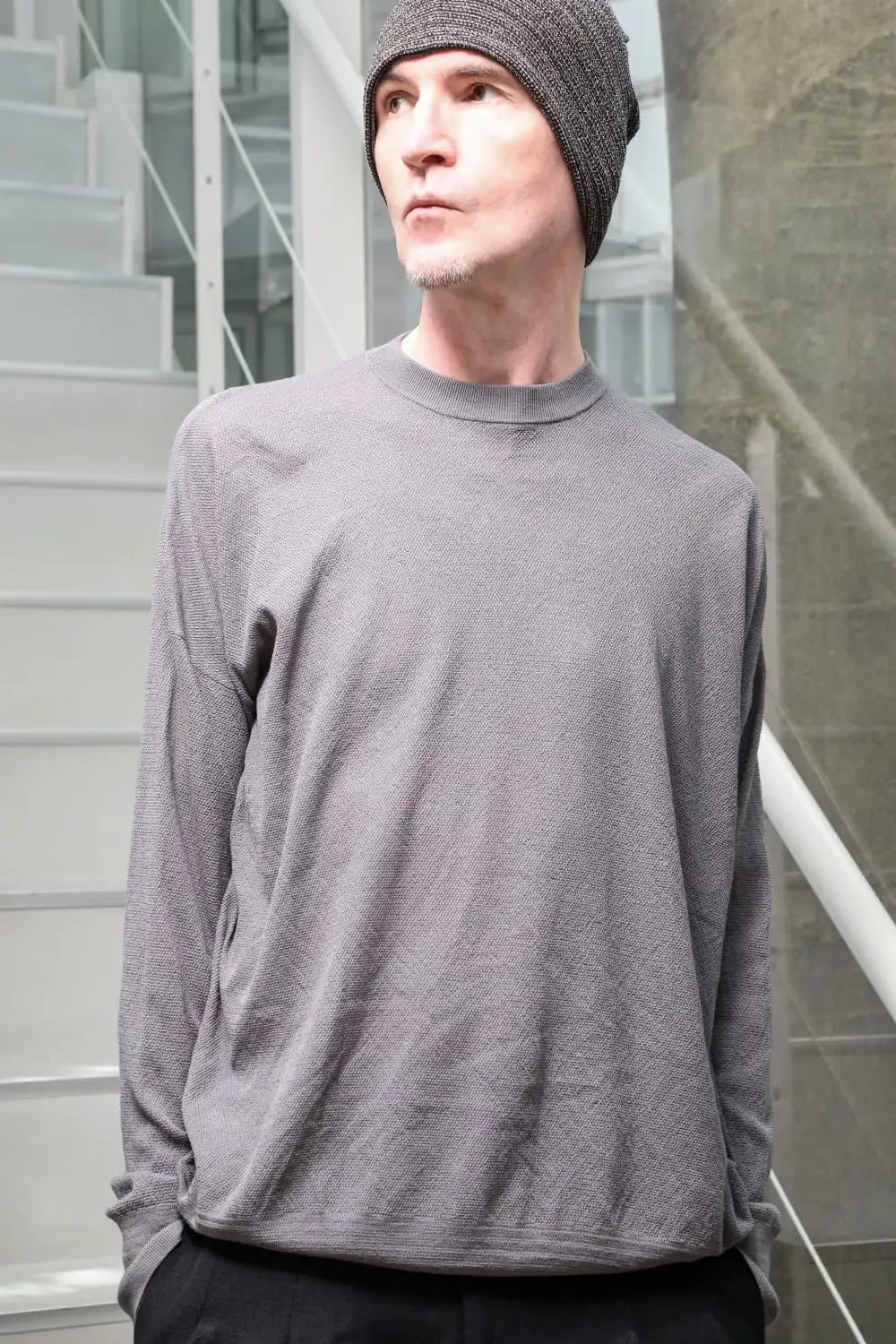 Pullover knit cotton / linen / silk Gray