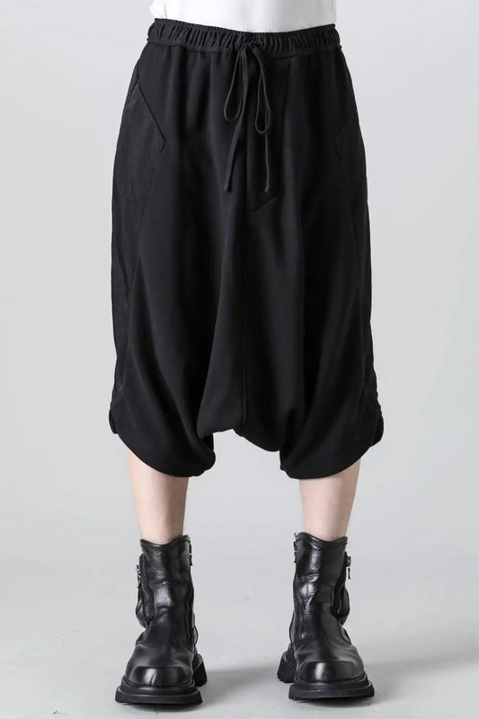 Cotton Sweat Sarouel Short Pants Black