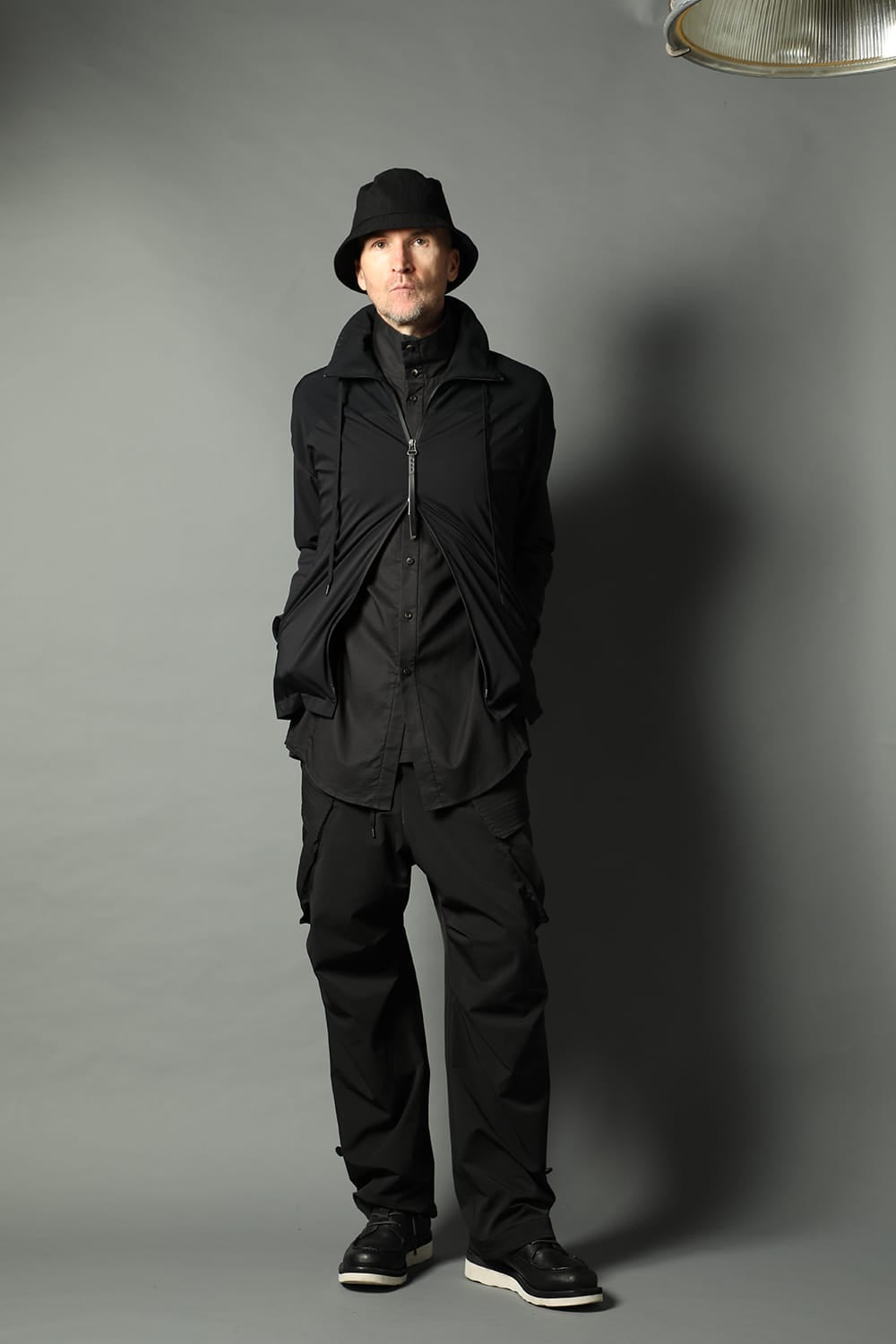 Hight neck shirt 200/2 cotton double weave  Black