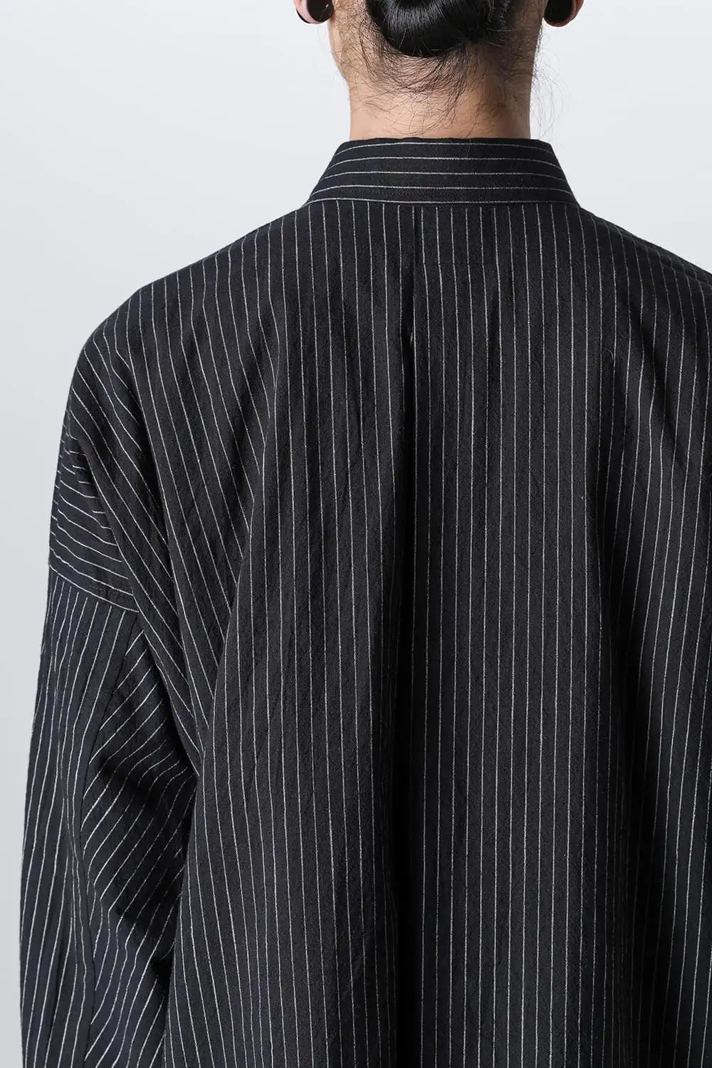 シャツ#100 コットンシーチング ブラックストライプ