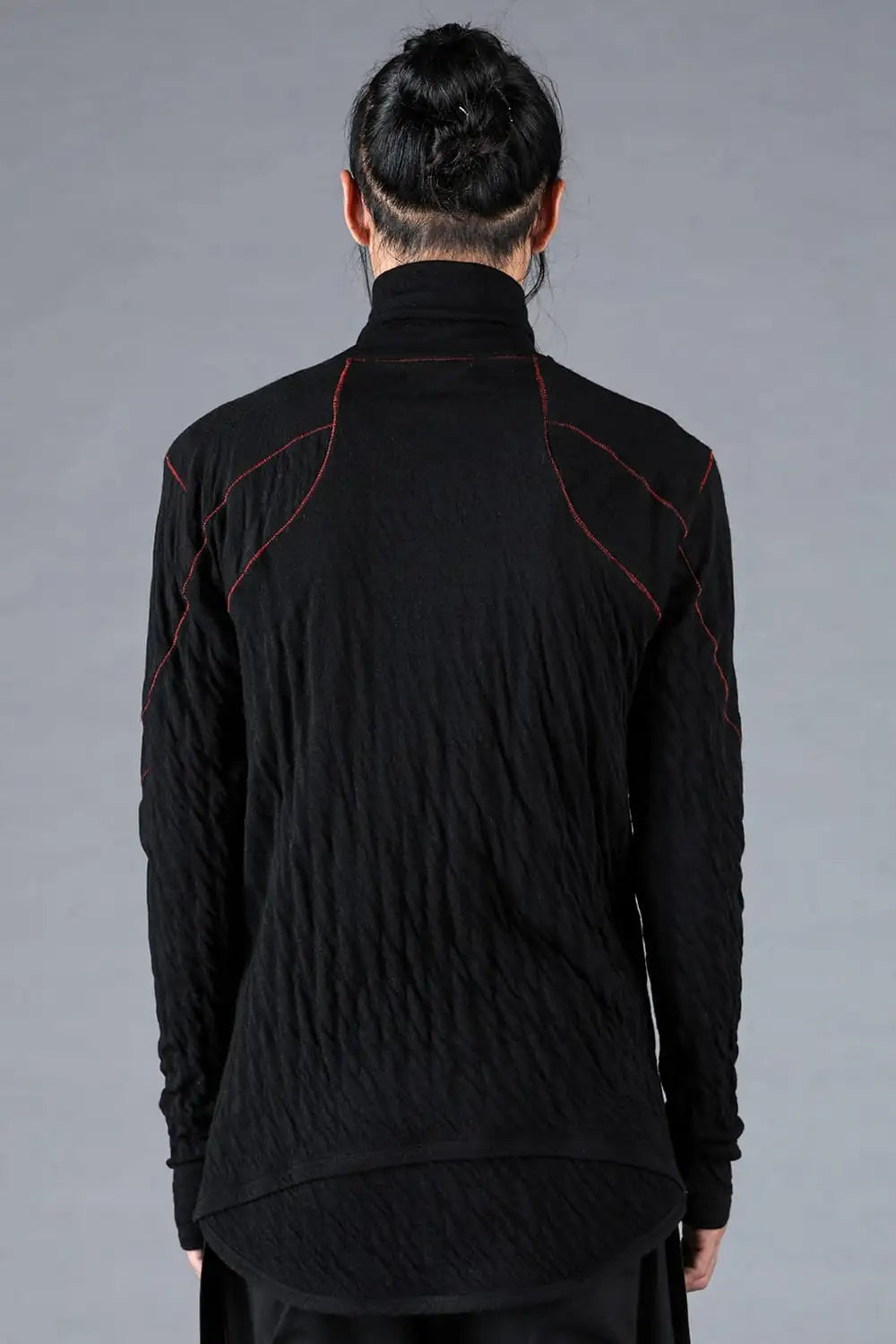 Wool x Cotton Double-Faced High-Neck Long Sleeve T-Shirt Black