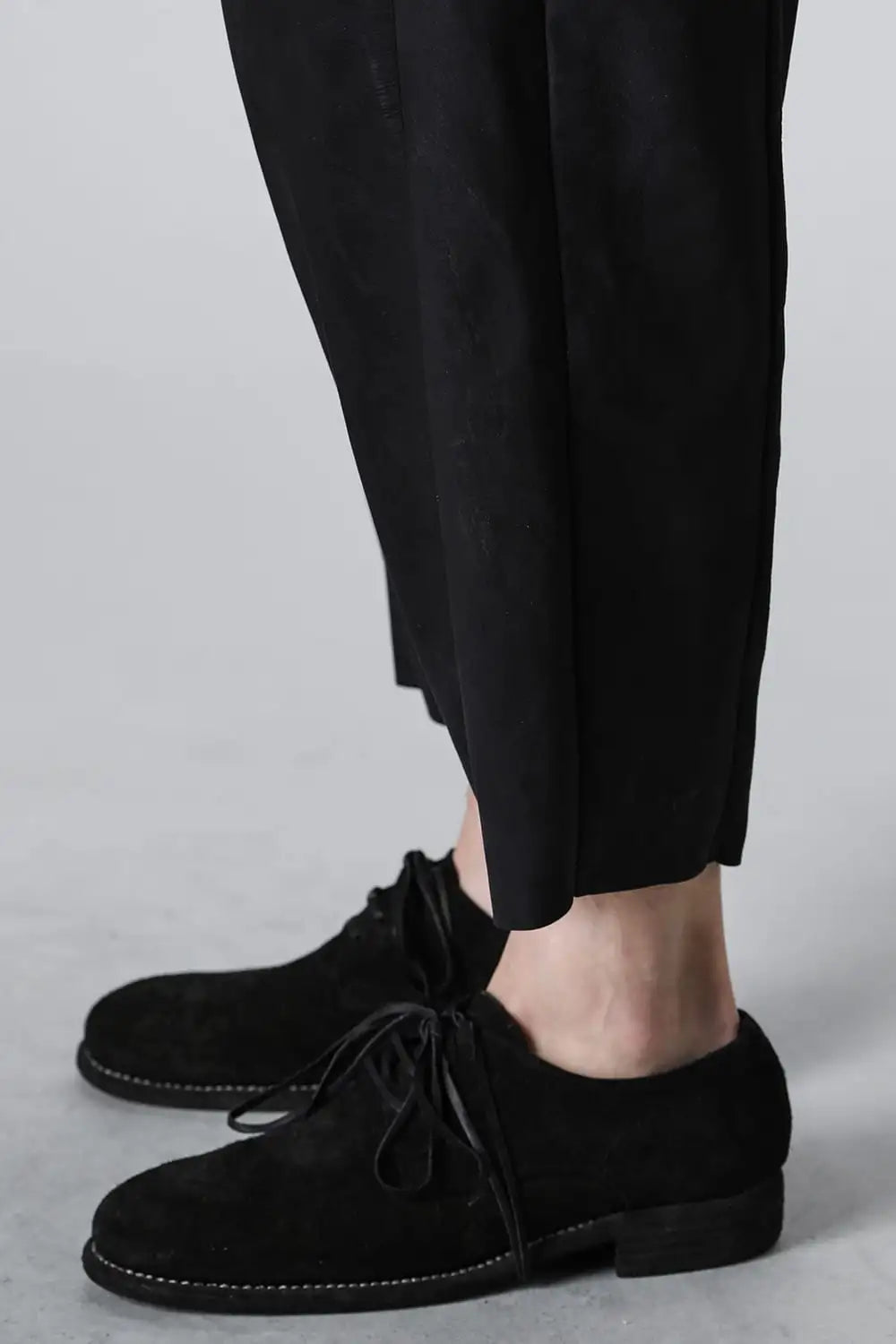 Relaxed pants soft nubuck cow leather Black