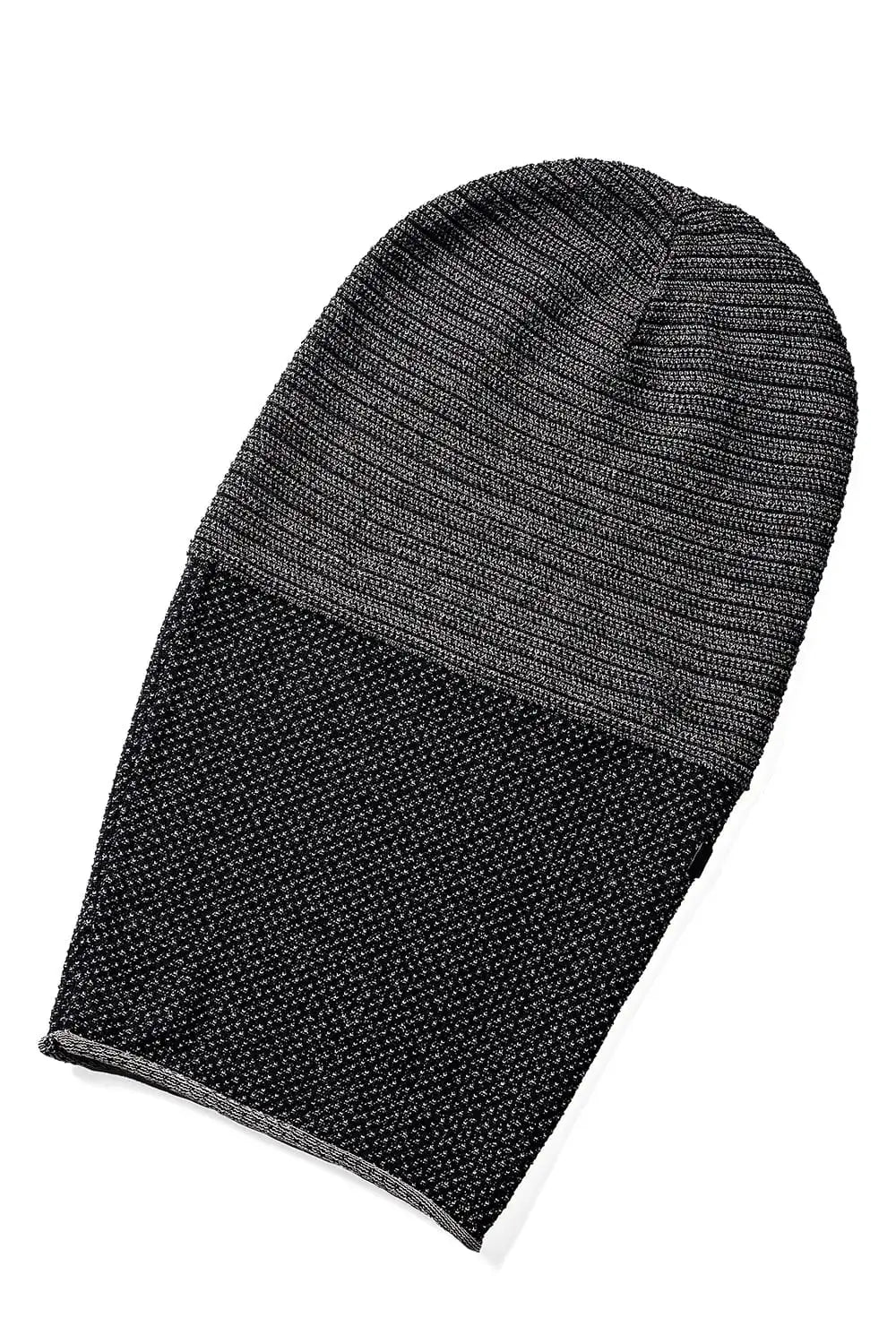 Knit cap high twist cotton stripe Black