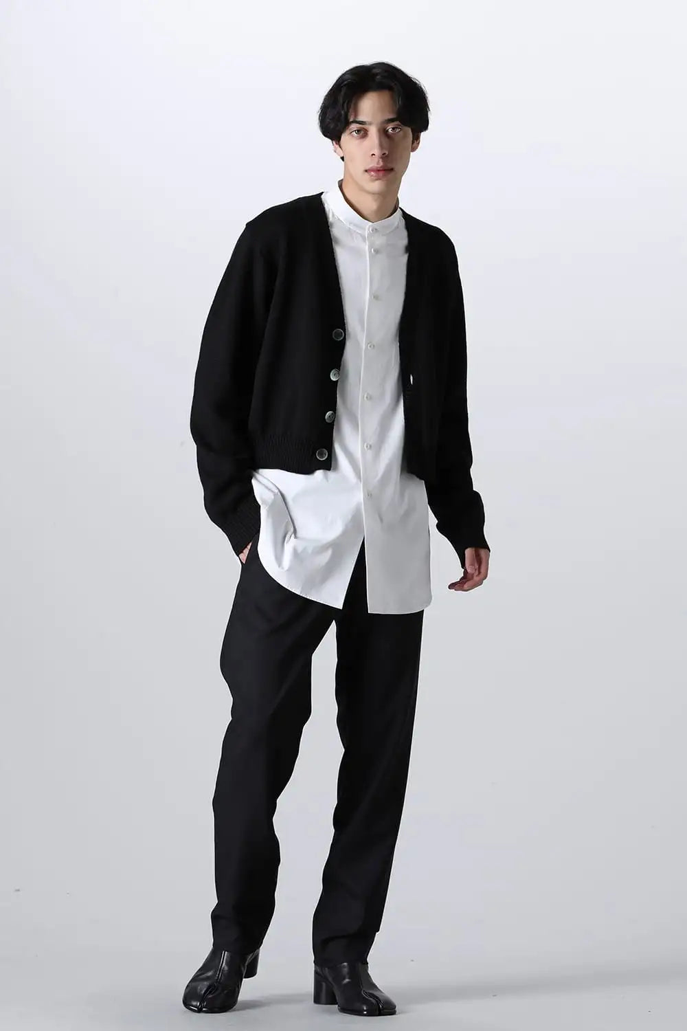 shetland wool cropped cardigan Black