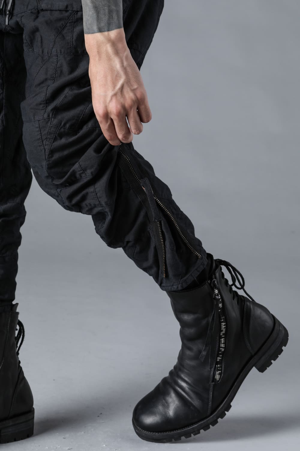 Patchwork Zip Adjustable Tapered Cropped Pants