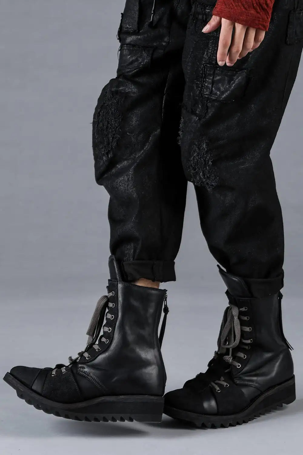 ホースレザーシャークソールレースアップブーツ