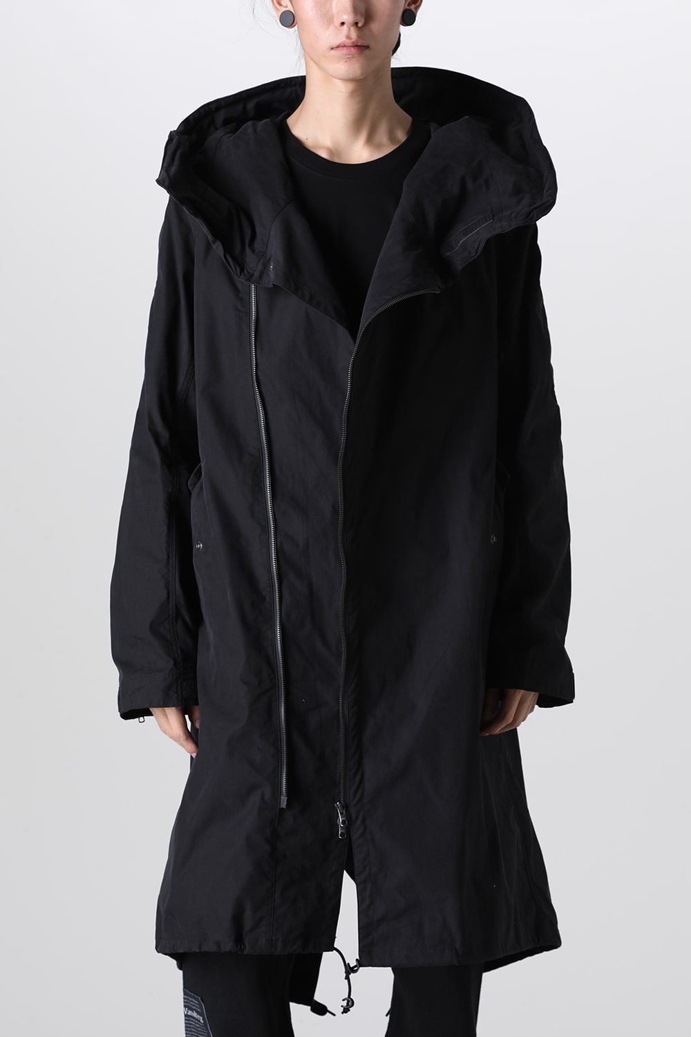 Multi Zip Military Hoodie Coat - Without Patches Black