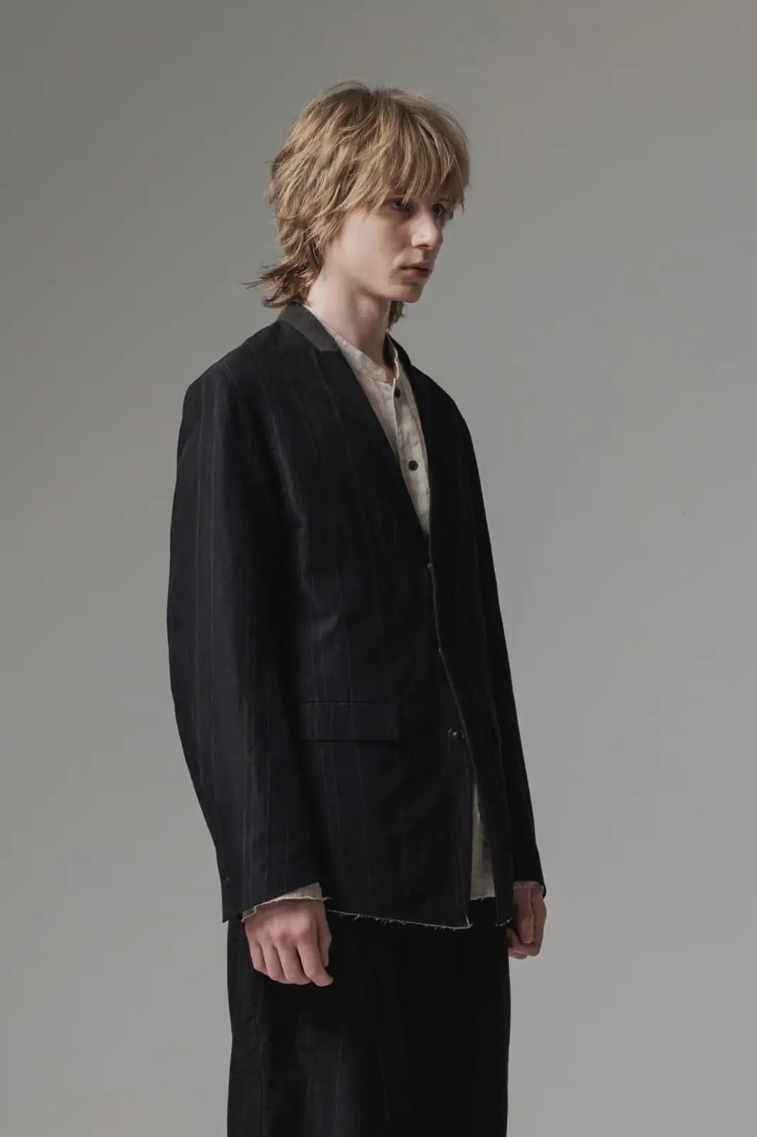 ジャケット コットン リネン ストライプ