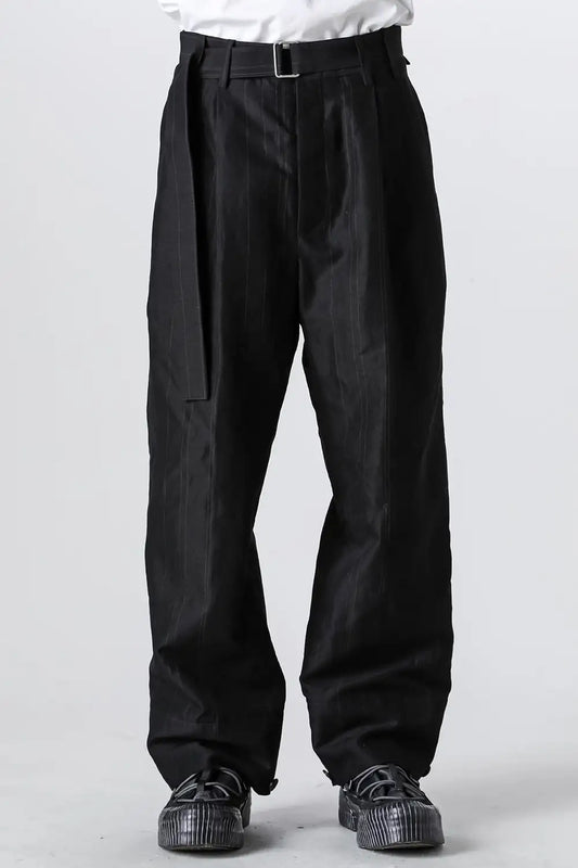 Cuffs baggy pant cotton / linen stripe
