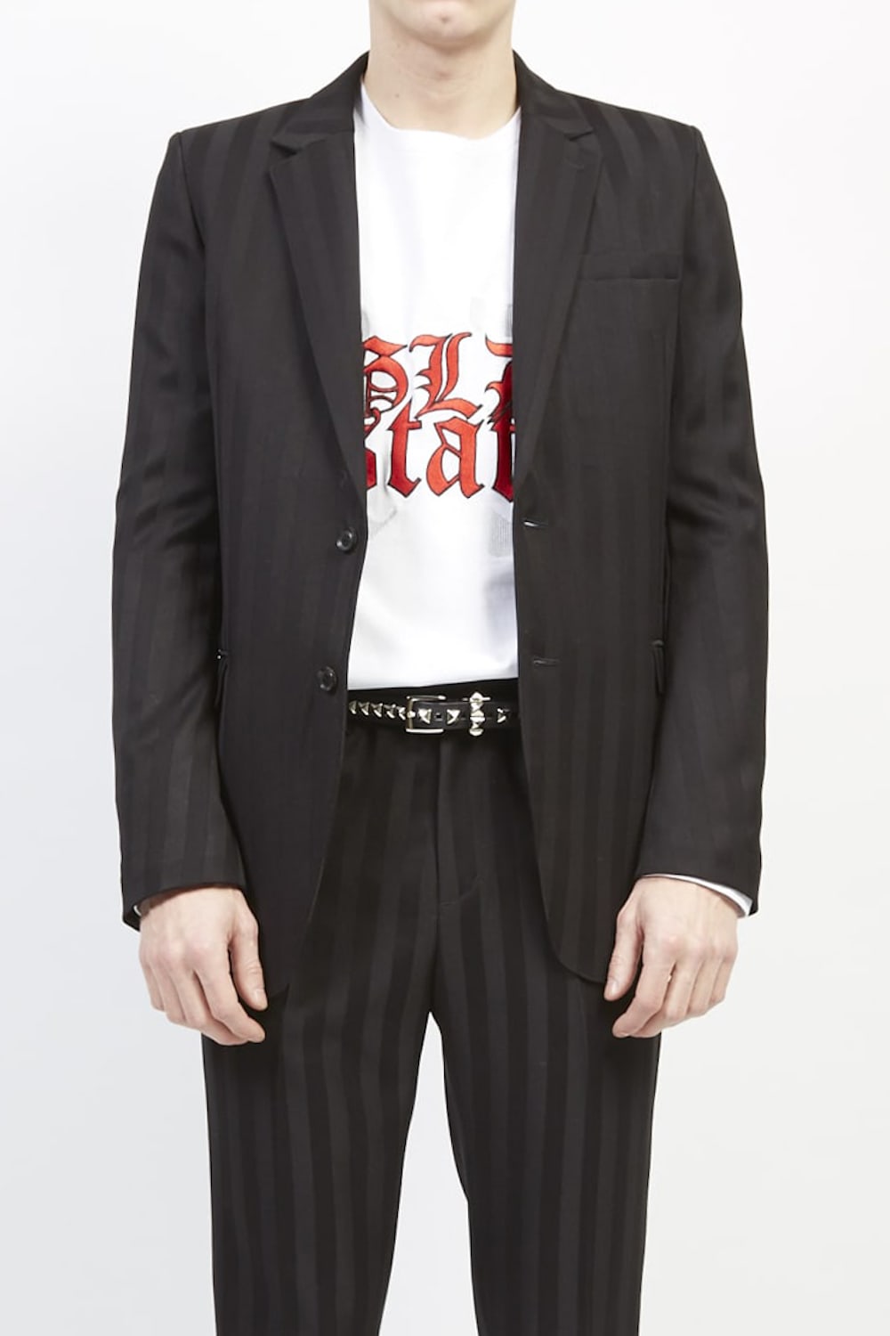 Jacquard stripe stretch 2B jacket Black × Black