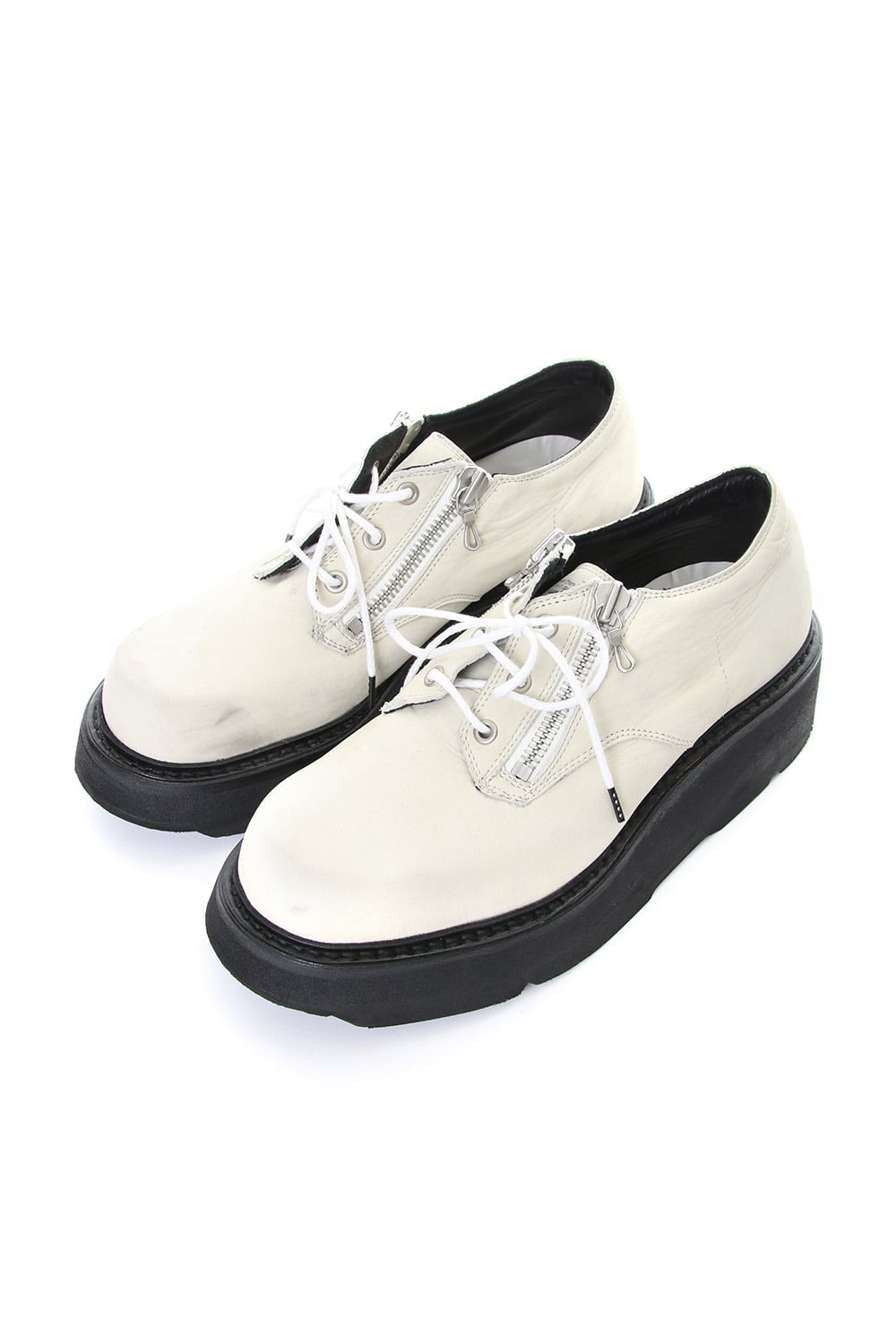 DOUBLE ZIP THICK-SOLED SHOES Ivory