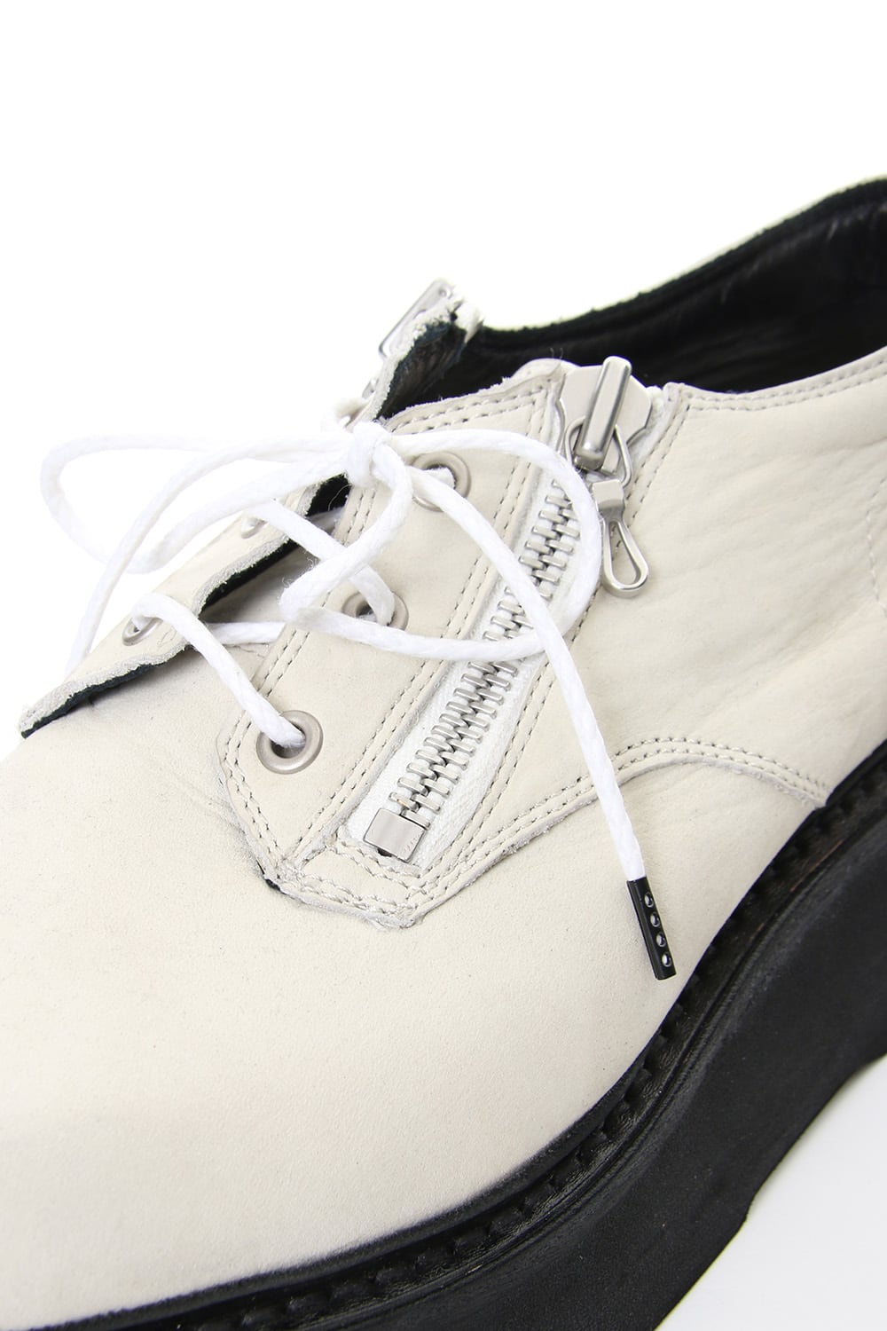 DOUBLE ZIP THICK-SOLED SHOES Ivory