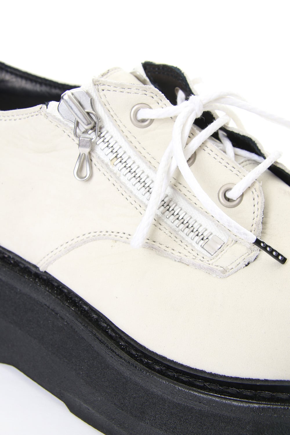 DOUBLE ZIP THICK-SOLED SHOES Ivory