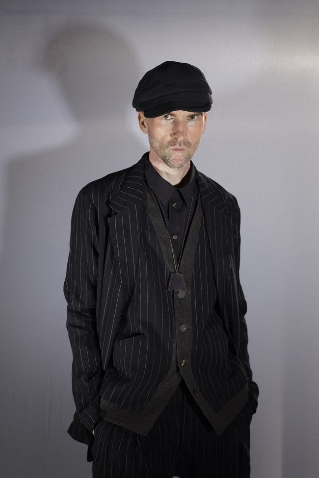 Jacket Linen viscose stripe Black