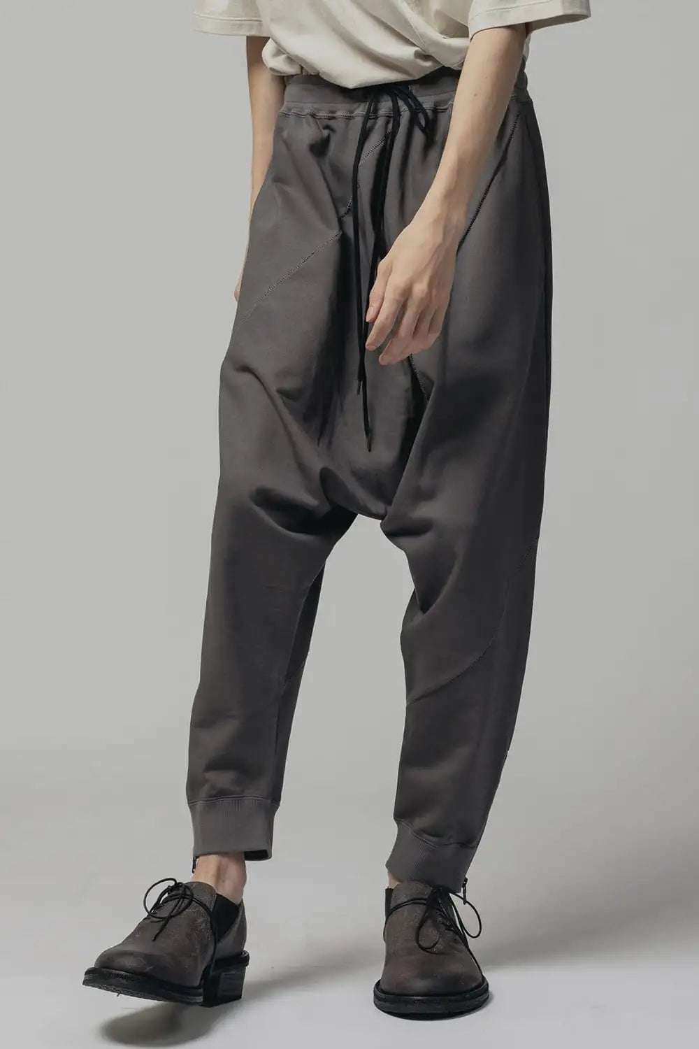 Sweat Drop-Crotch Pants  Gray