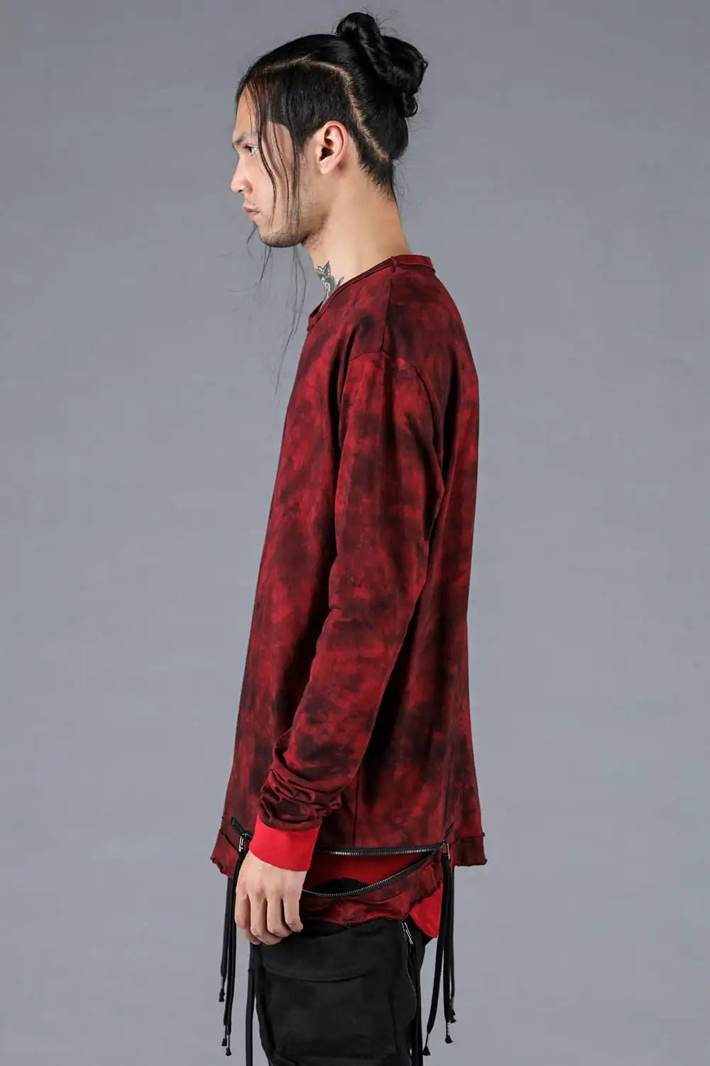 30/- Soft Cotton Jersey Zip Open Long Sleeve T-Shirt Red