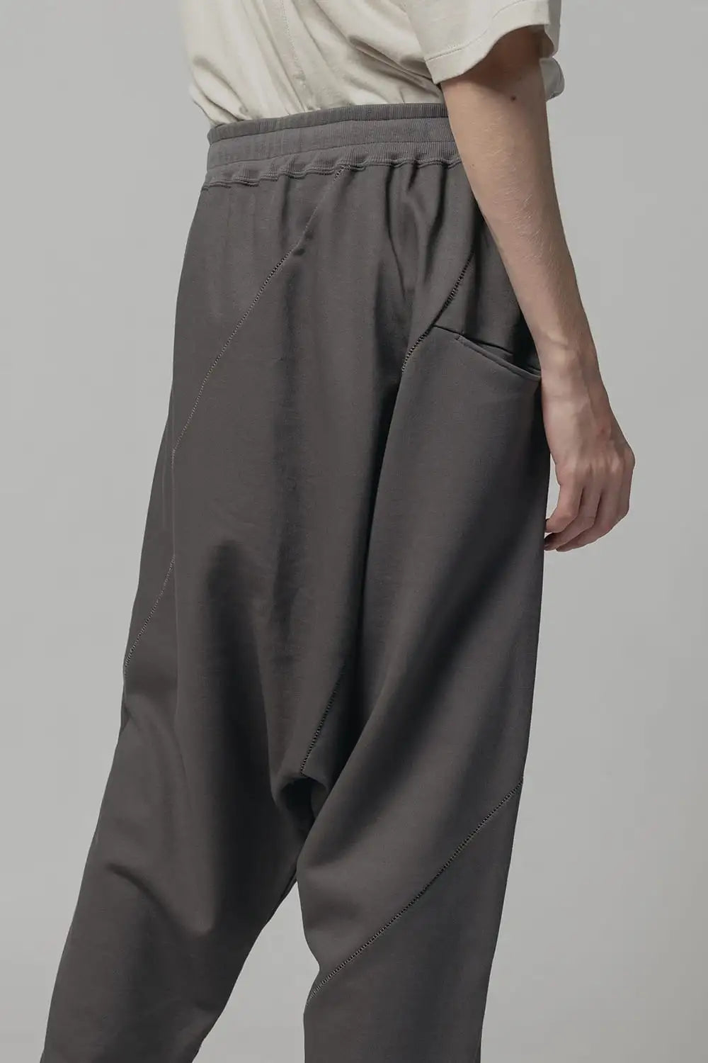 Sweat Drop-Crotch Pants  Gray