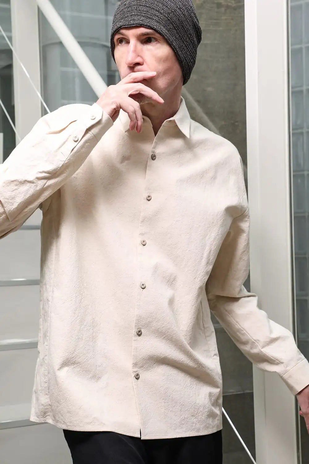 シャツ ルーズフィット コットンヘンプ