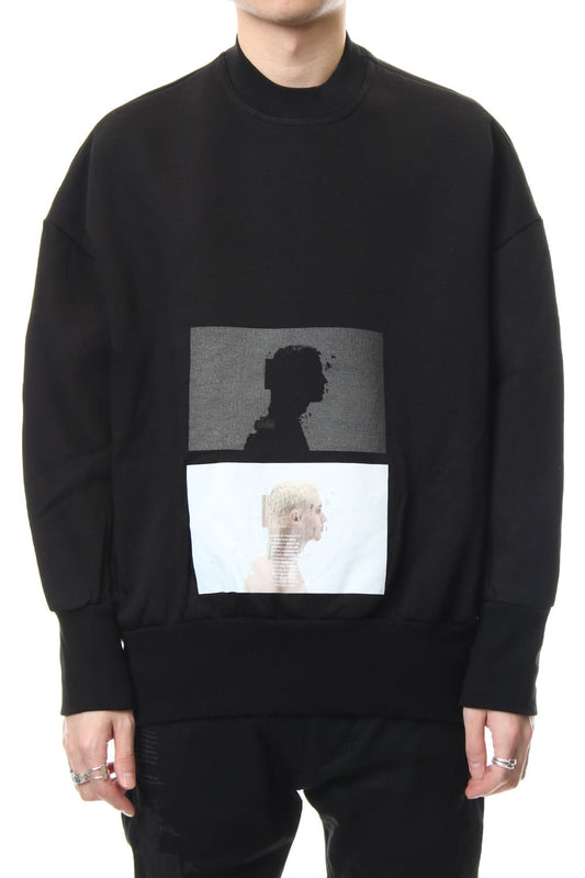 SEAMED SLEEVE PRINT SWEATSHIRT Black