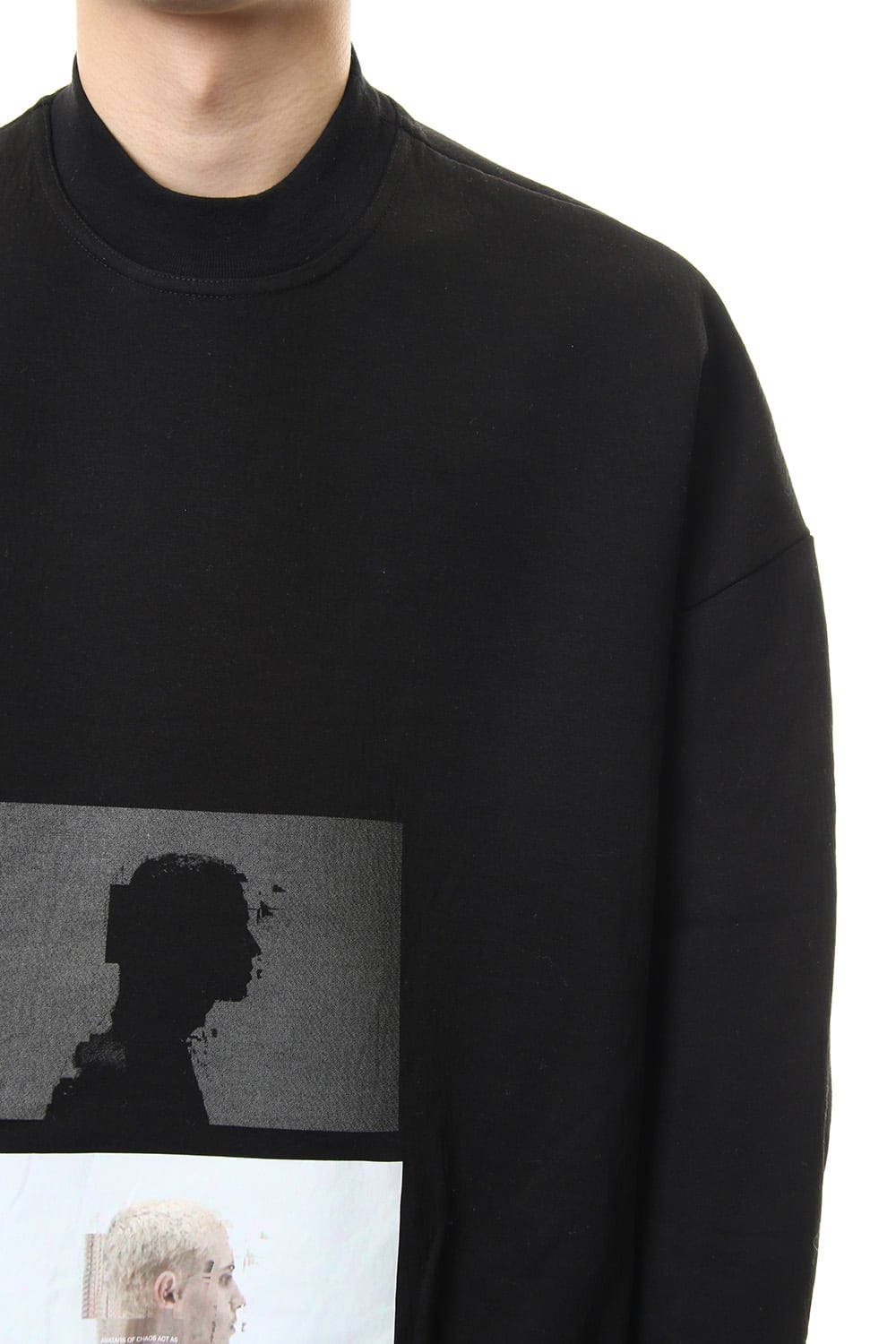 SEAMED SLEEVE PRINT SWEATSHIRT Black