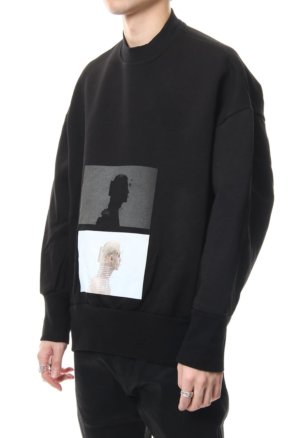SEAMED SLEEVE PRINT SWEATSHIRT Black