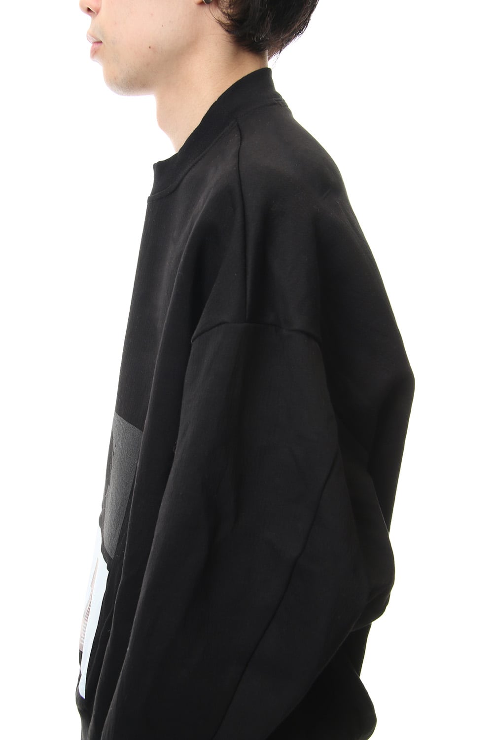 SEAMED SLEEVE PRINT SWEATSHIRT Black