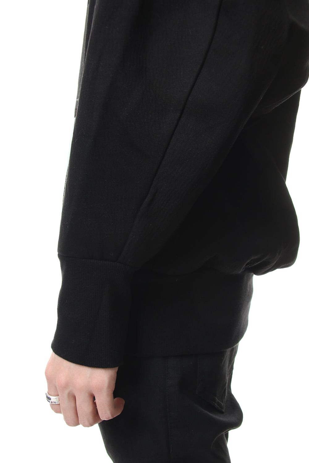 SEAMED SLEEVE PRINT SWEATSHIRT Black