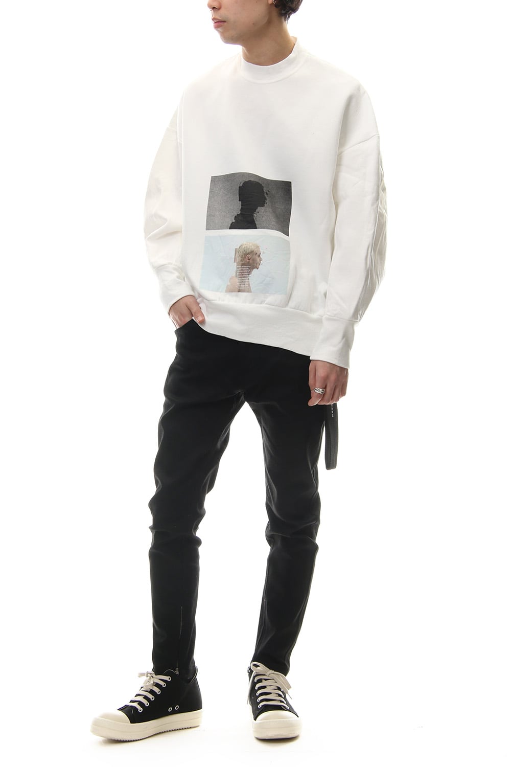 SEAMED SLEEVE PRINT SWEATSHIRT Off