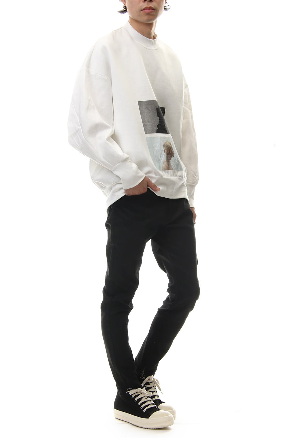 SEAMED SLEEVE PRINT SWEATSHIRT Off