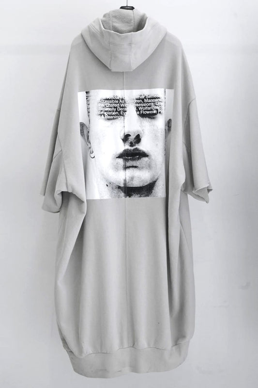 PRINT EXTRA BIG ZIP HOODIE Beige