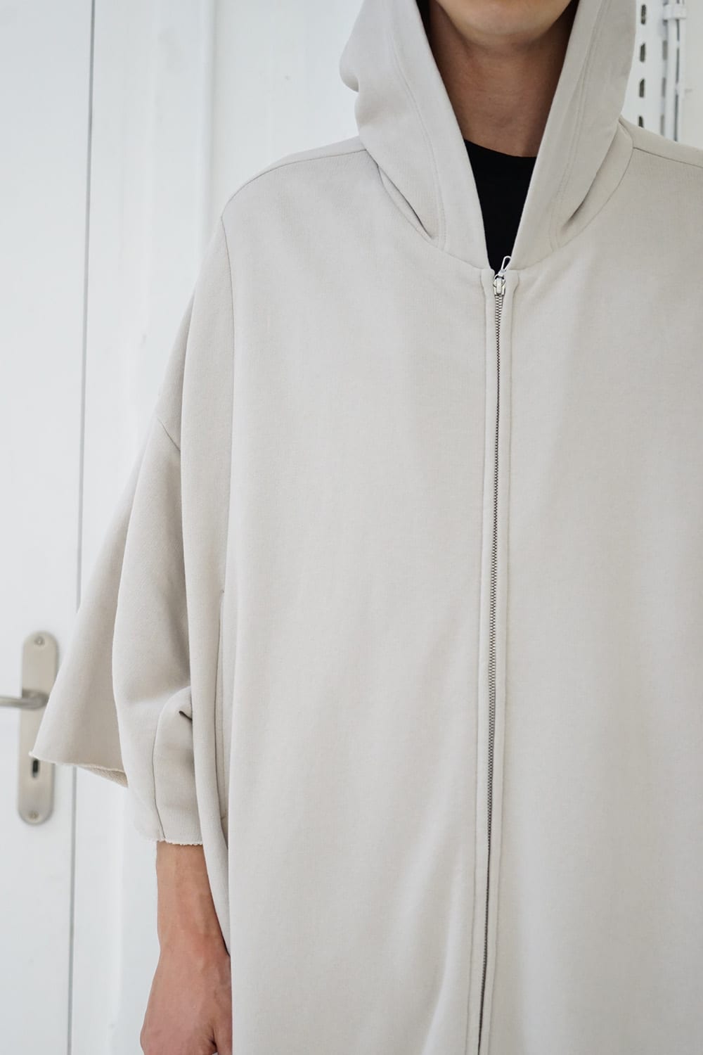 PRINT EXTRA BIG ZIP HOODIE Beige