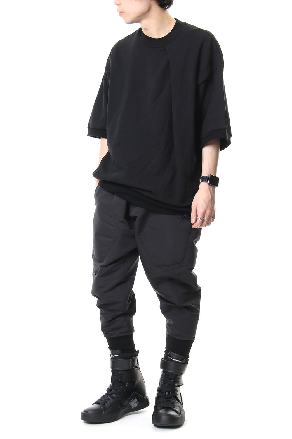 MILITARY LEG POCKET CROPPED PANTS Black