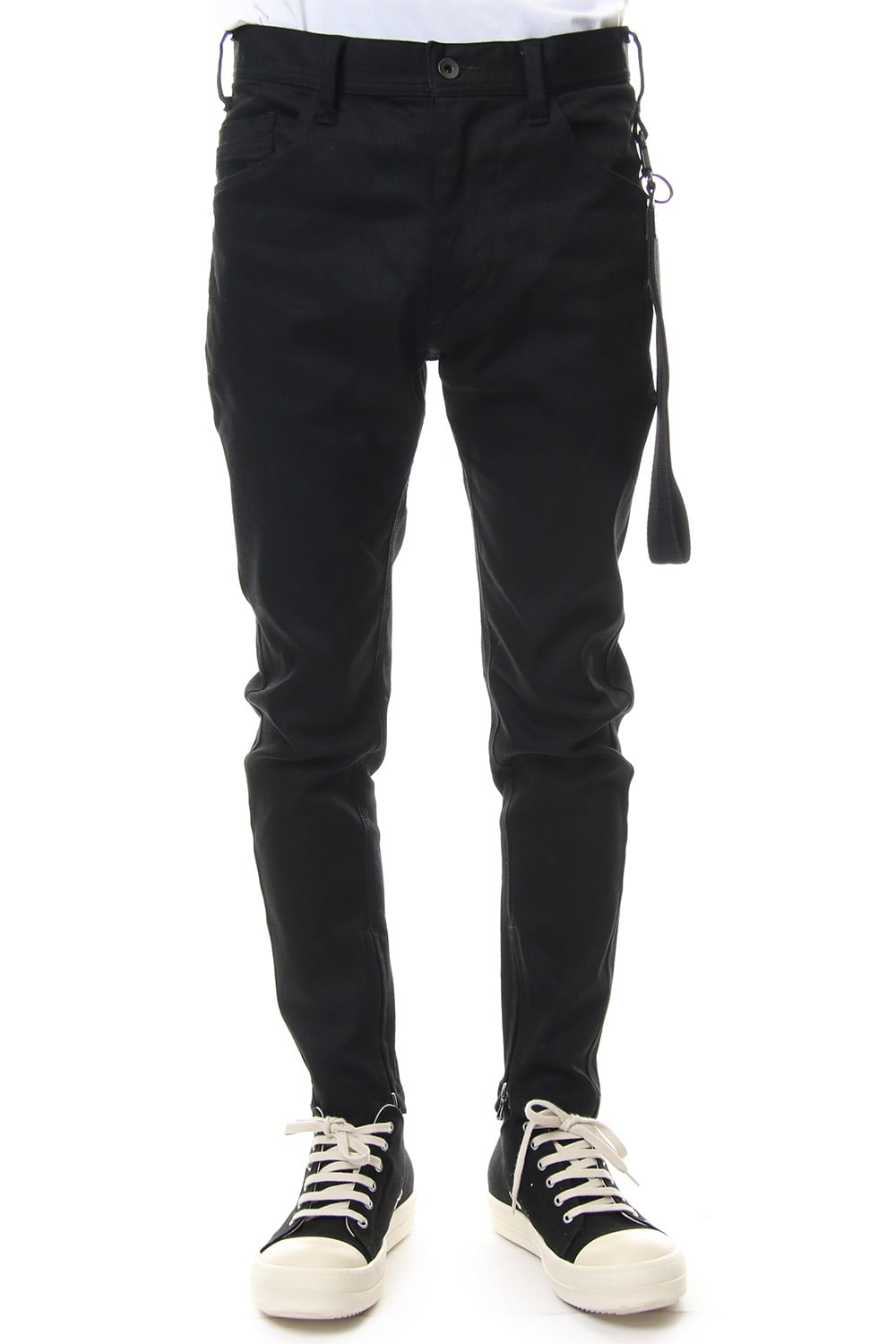 SKINNY HEM ZIP PANTS with KEY STRAP