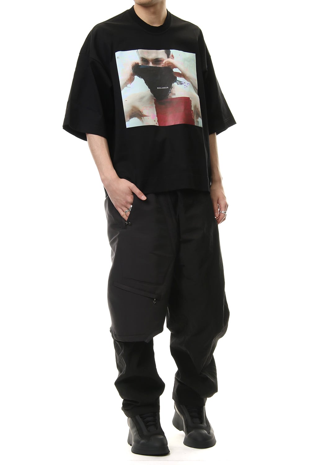 COMBINATION TUCKED BAGGY PANTS