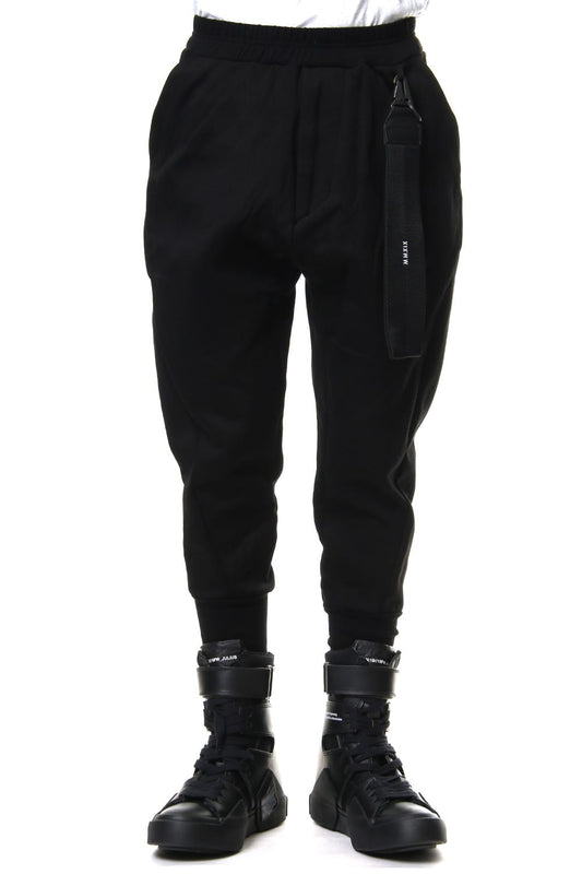 CROPPED EASY PANTS with KEY STRAP Black