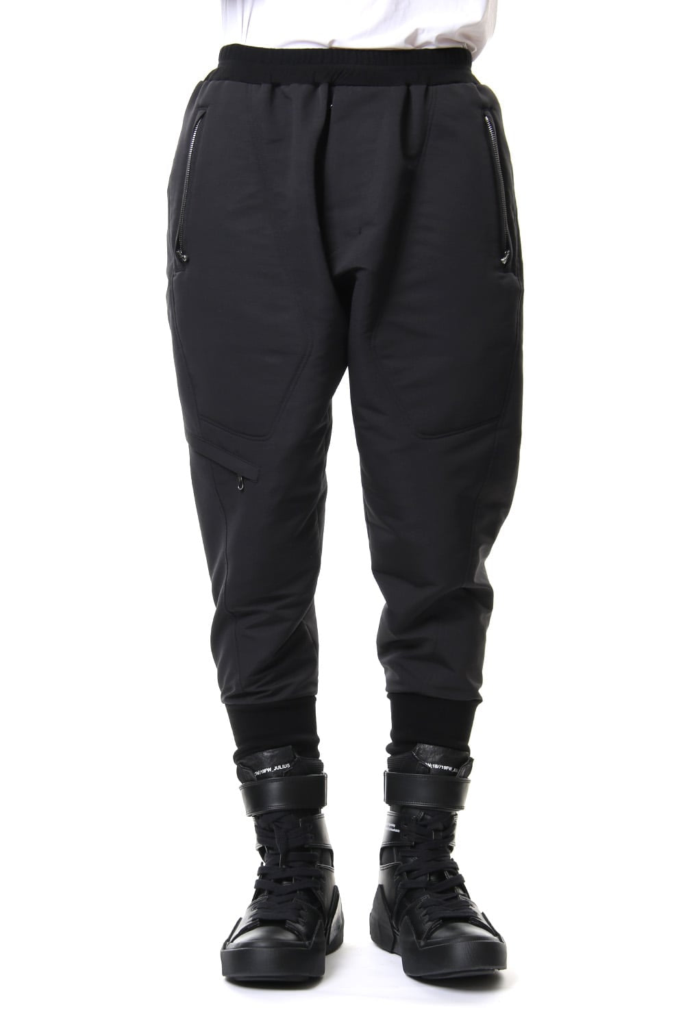 MILITARY LEG POCKET CROPPED PANTS Black