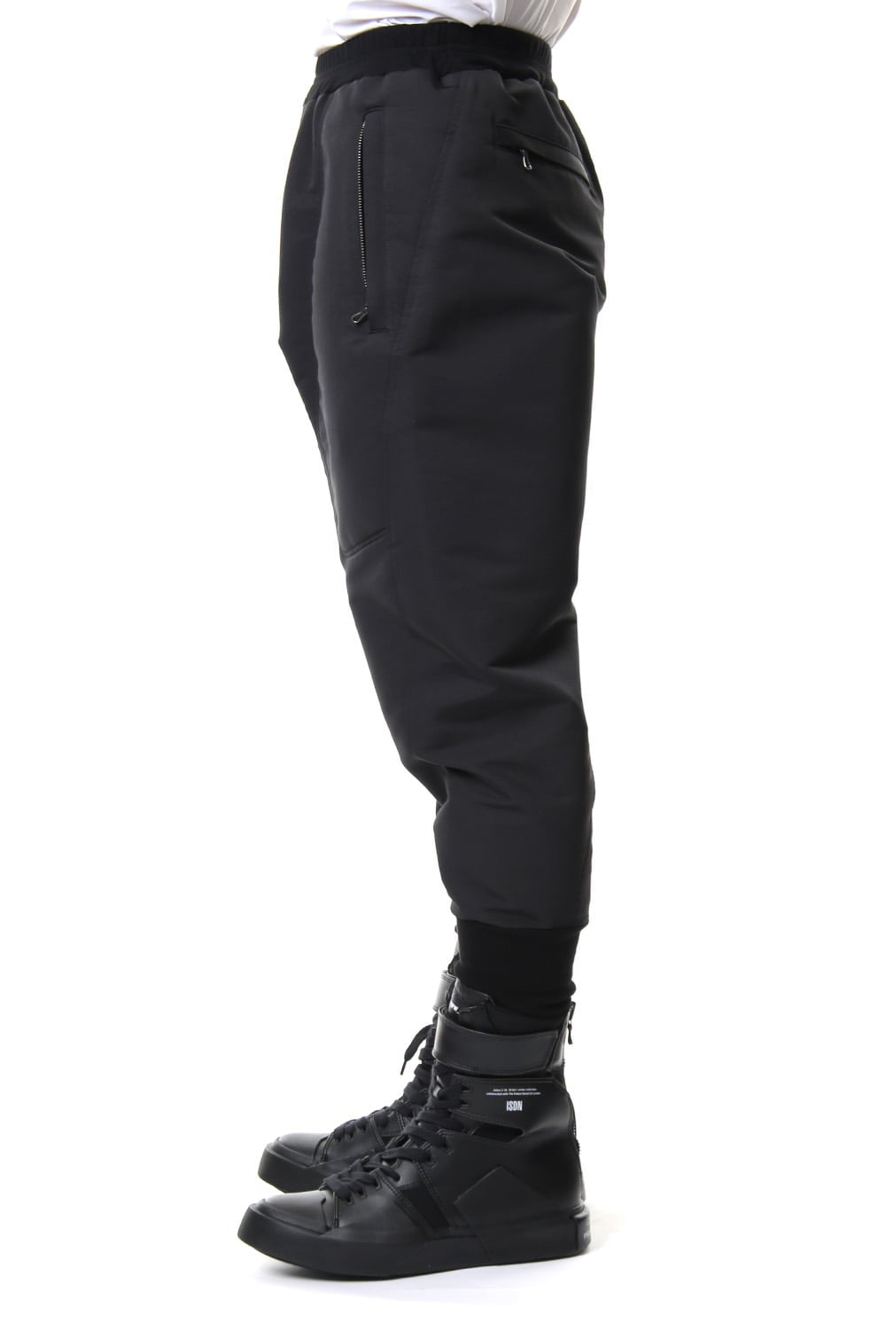 MILITARY LEG POCKET CROPPED PANTS Black