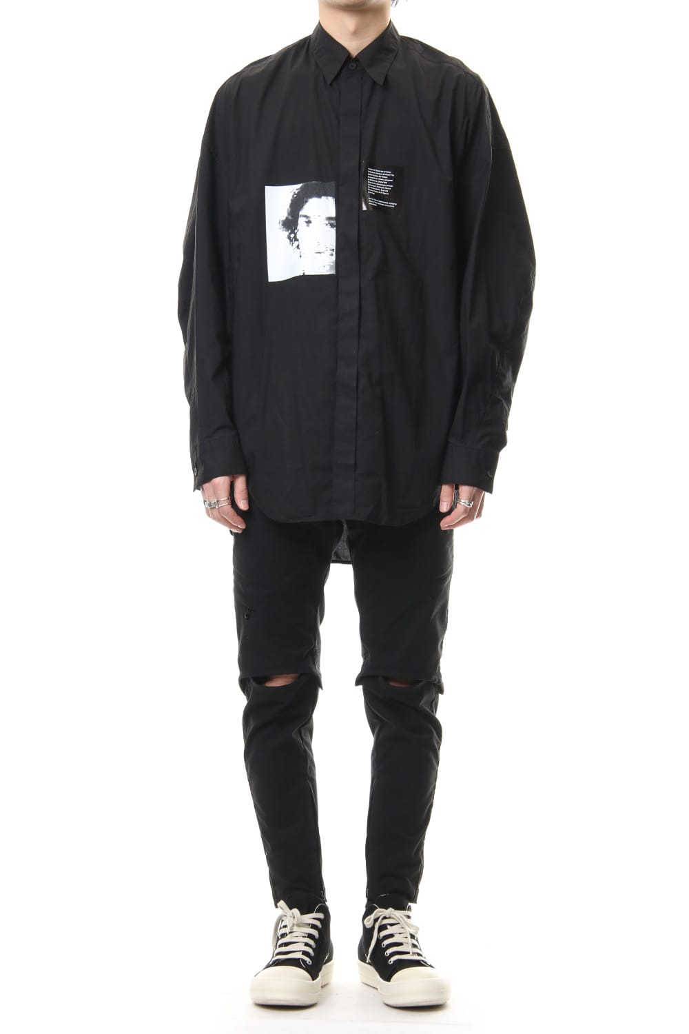 PRINT DROP SHOULDER SHIRT Black