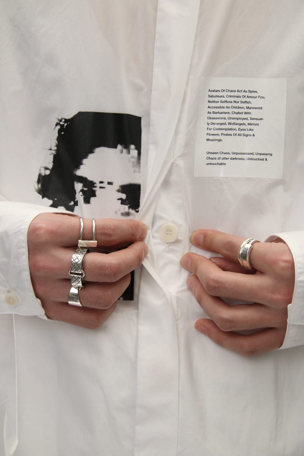 PRINT DROP SHOULDER SHIRT White