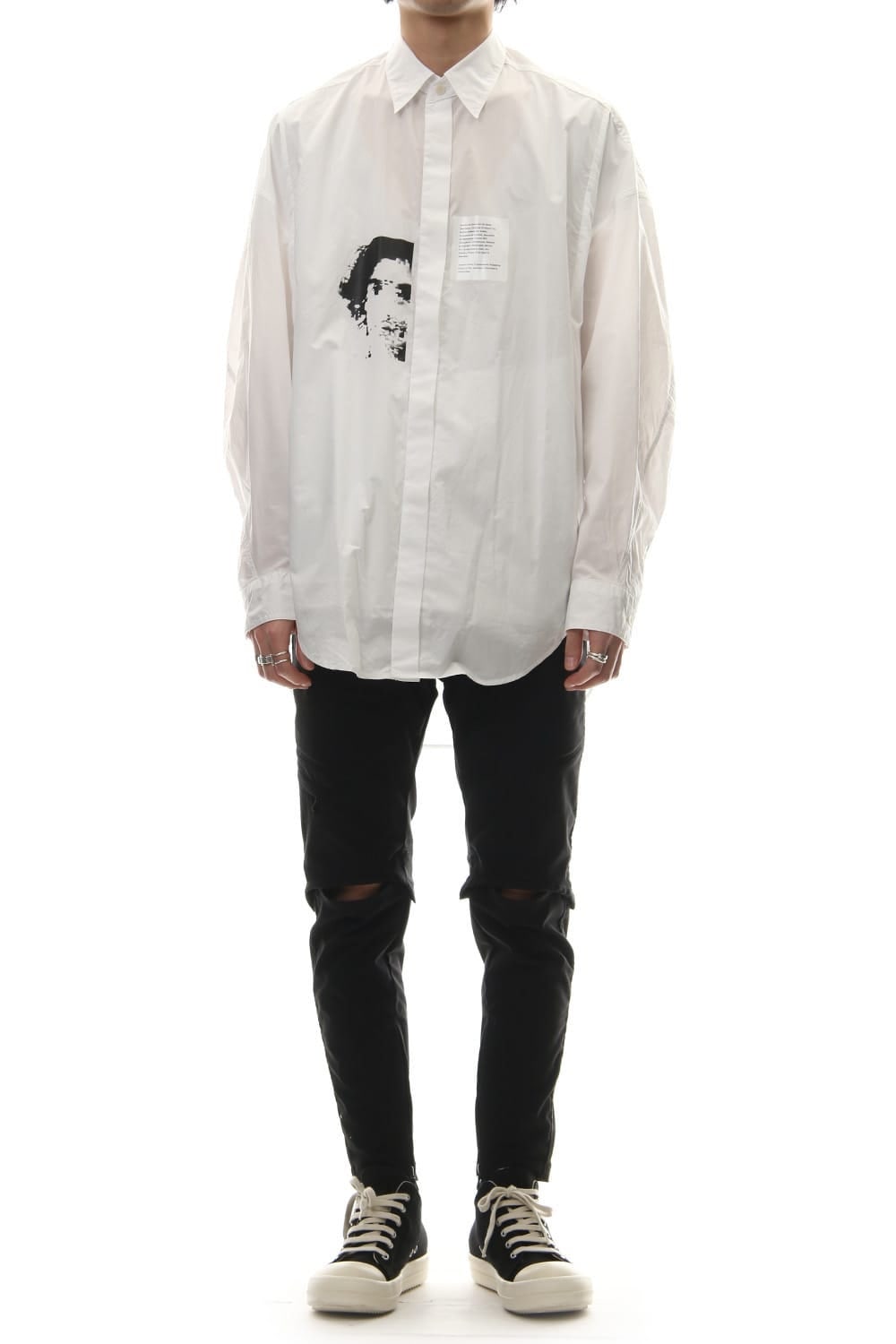 PRINT DROP SHOULDER SHIRT White