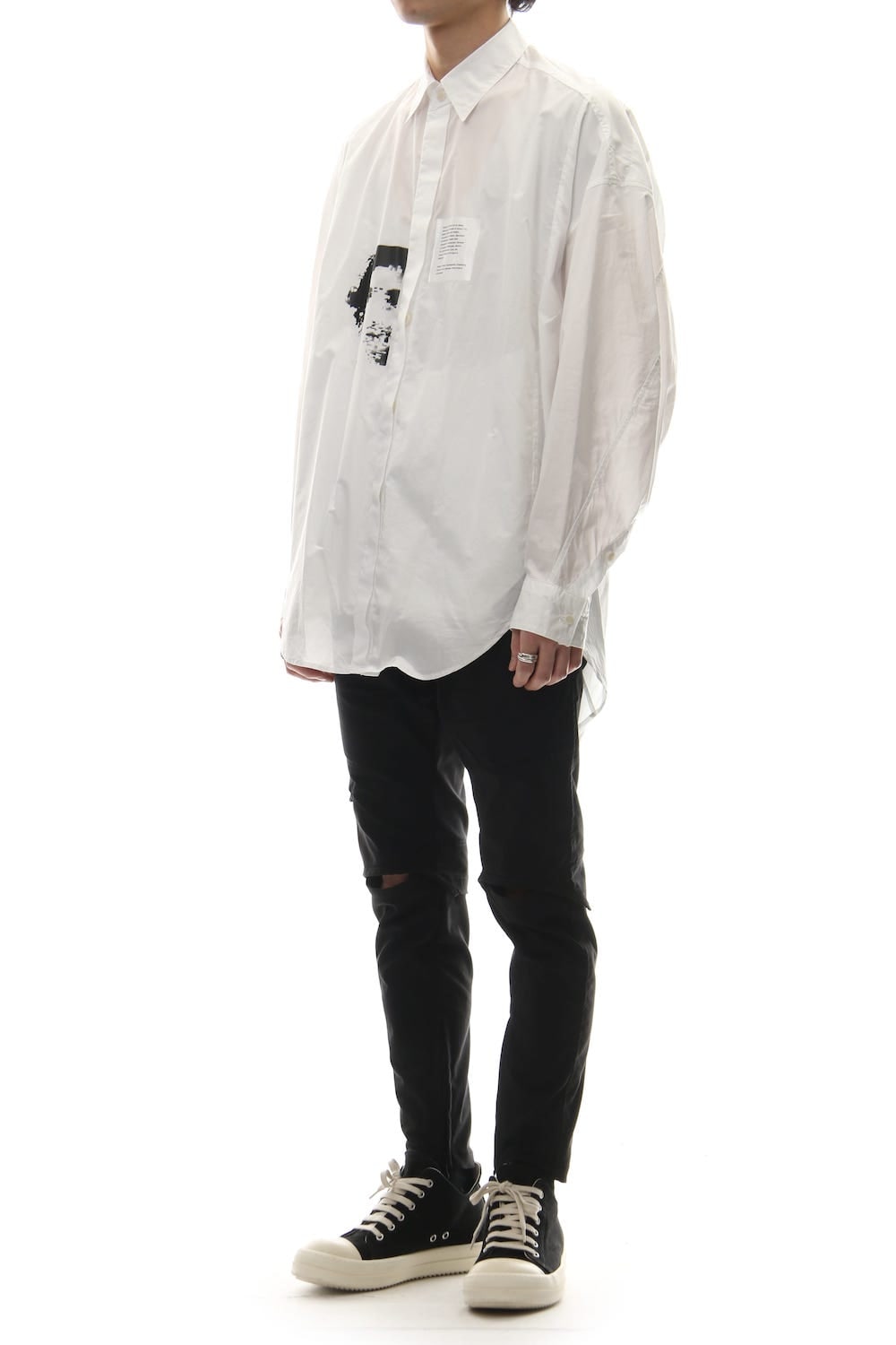 PRINT DROP SHOULDER SHIRT White