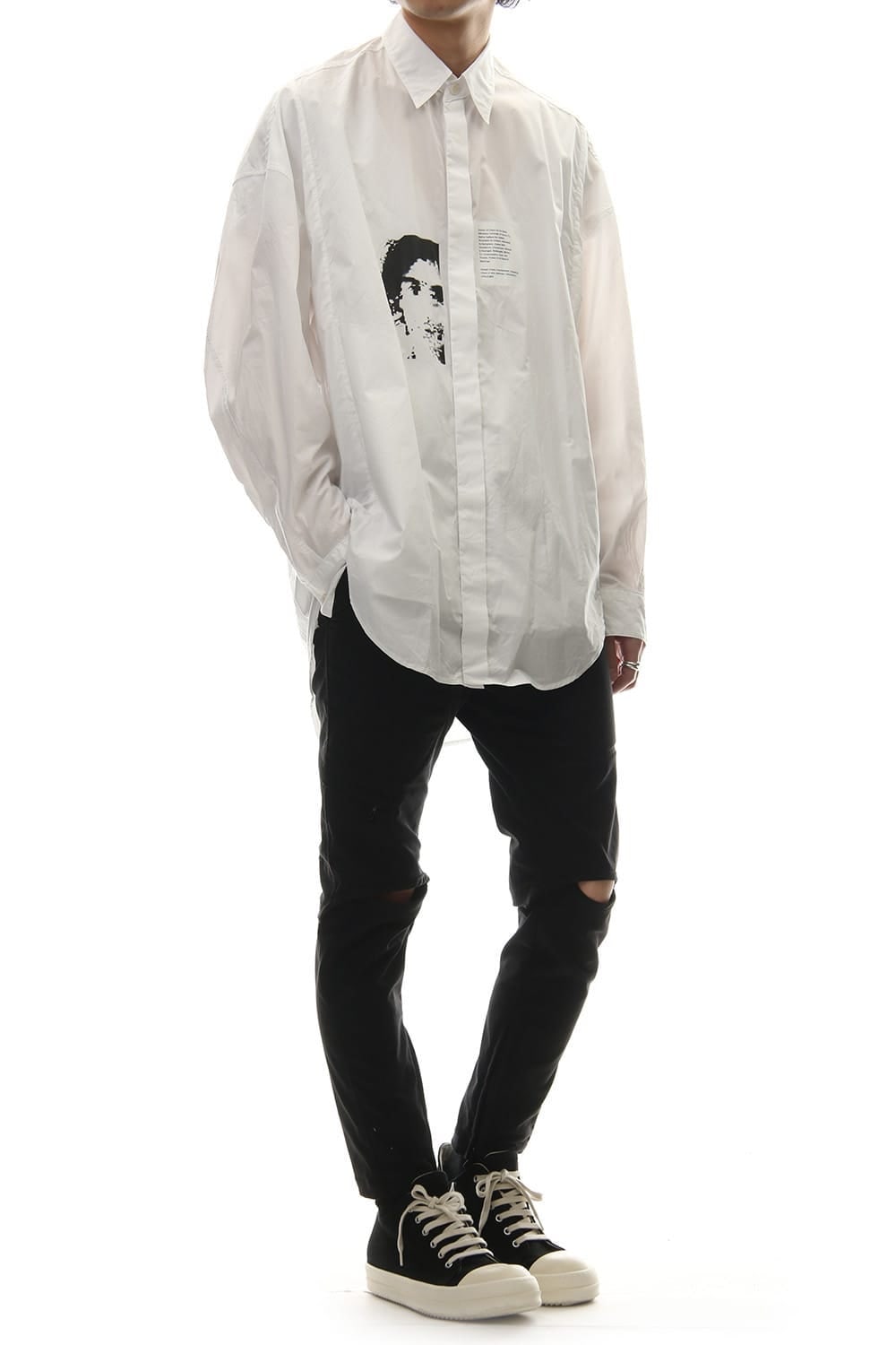 PRINT DROP SHOULDER SHIRT White