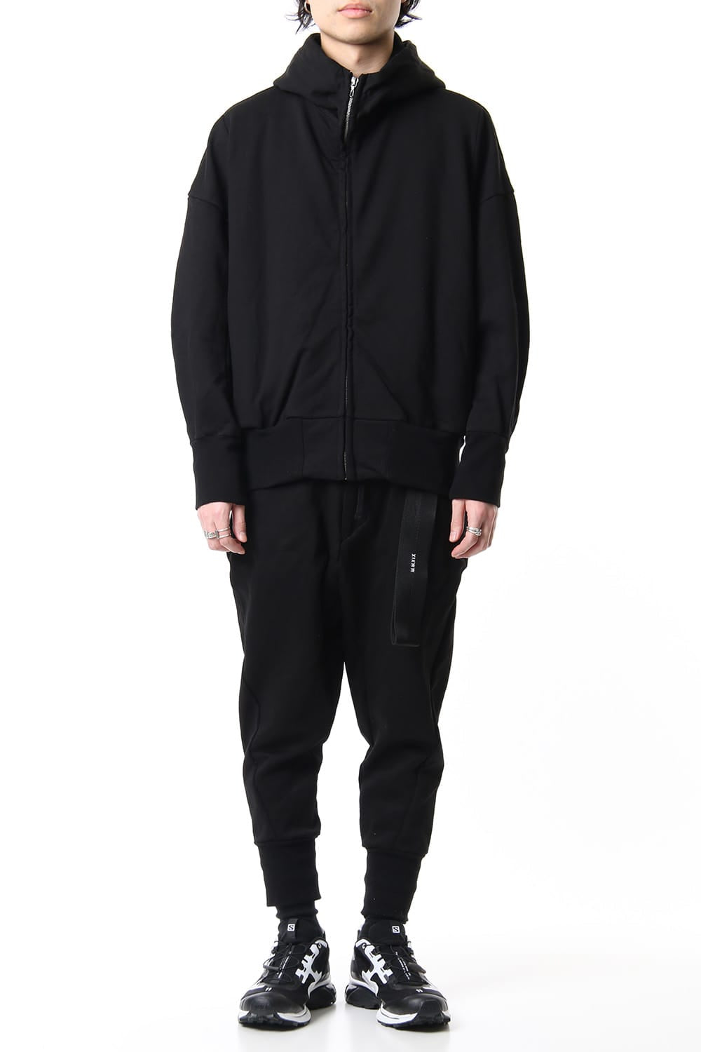 PRINT SEAMED SLEEVE ZIP HOODIE