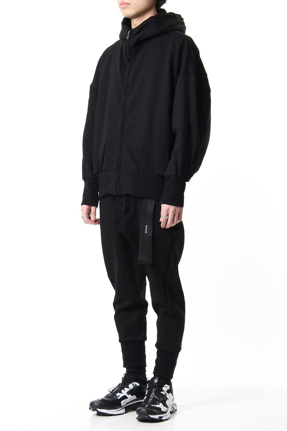 PRINT SEAMED SLEEVE ZIP HOODIE