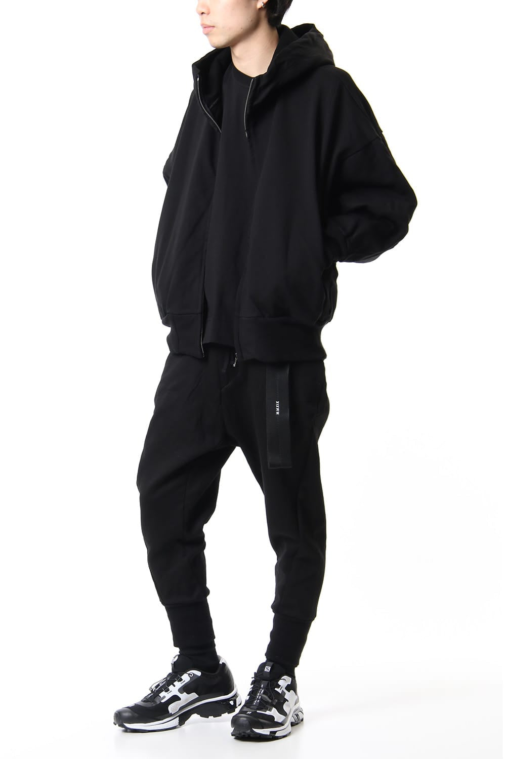 PRINT SEAMED SLEEVE ZIP HOODIE