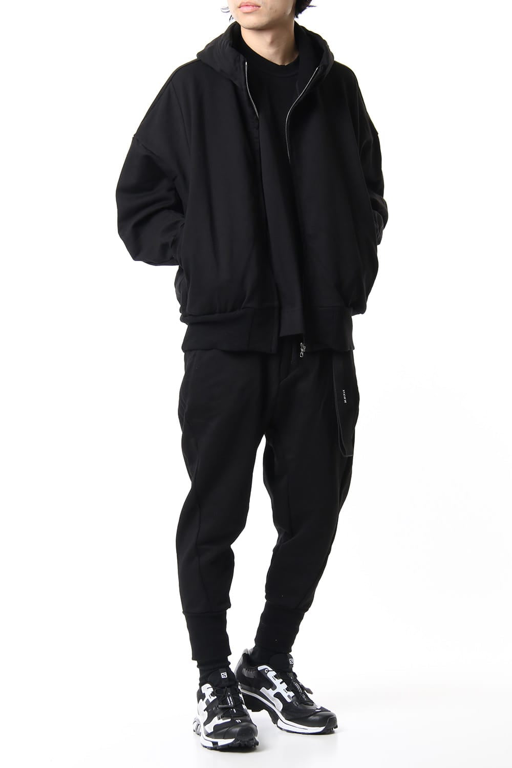 PRINT SEAMED SLEEVE ZIP HOODIE