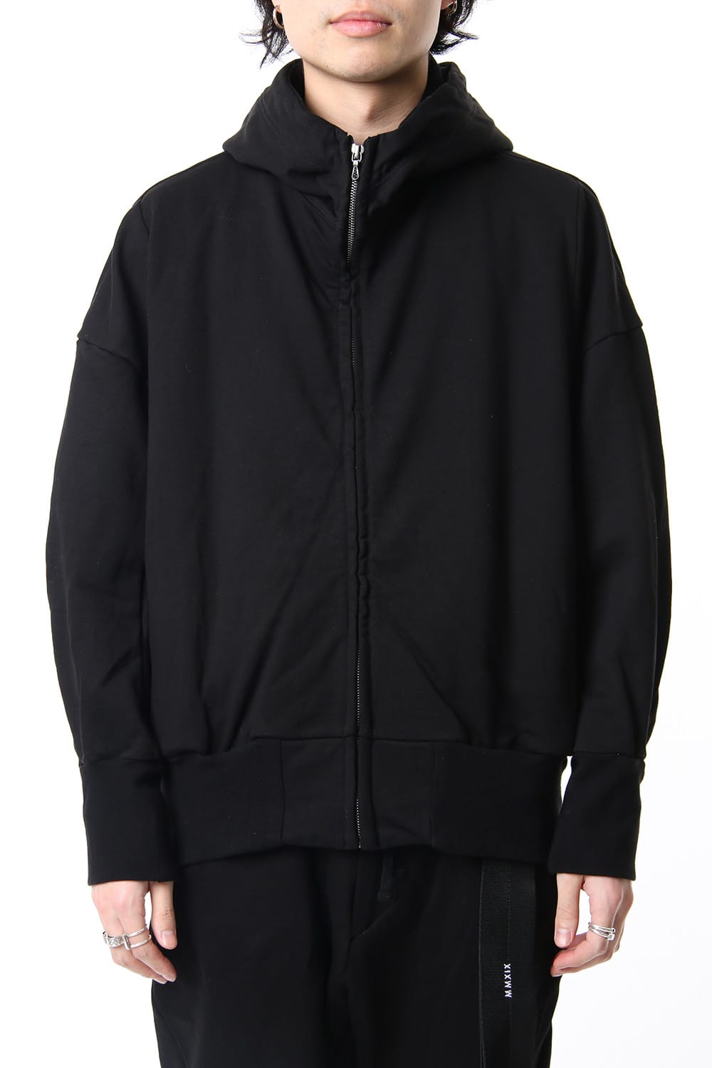 PRINT SEAMED SLEEVE ZIP HOODIE